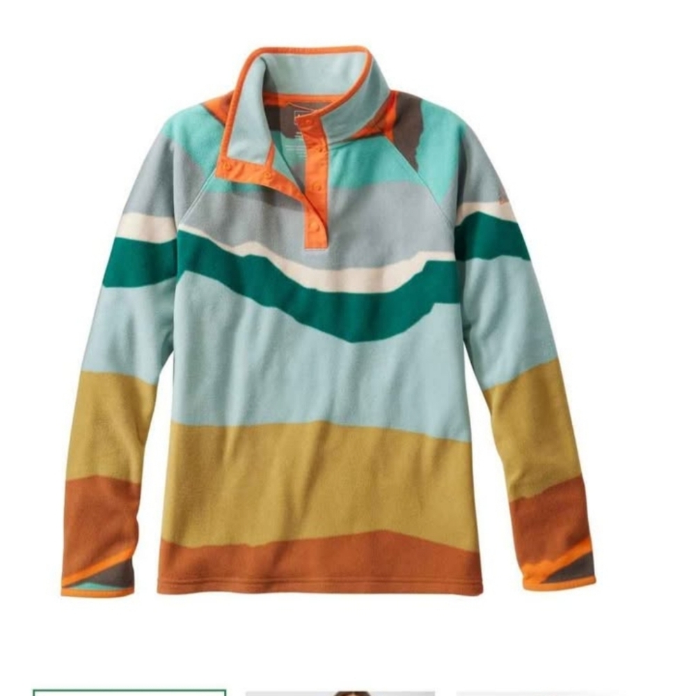 L.L. Bean Blue and Orange Fleece Pullover